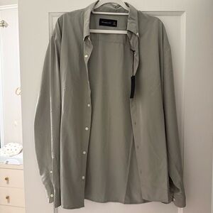 Abercrombie & Fitch Mens Soft Modal Blend Button Down Gray Shirt Large Tall NWOT